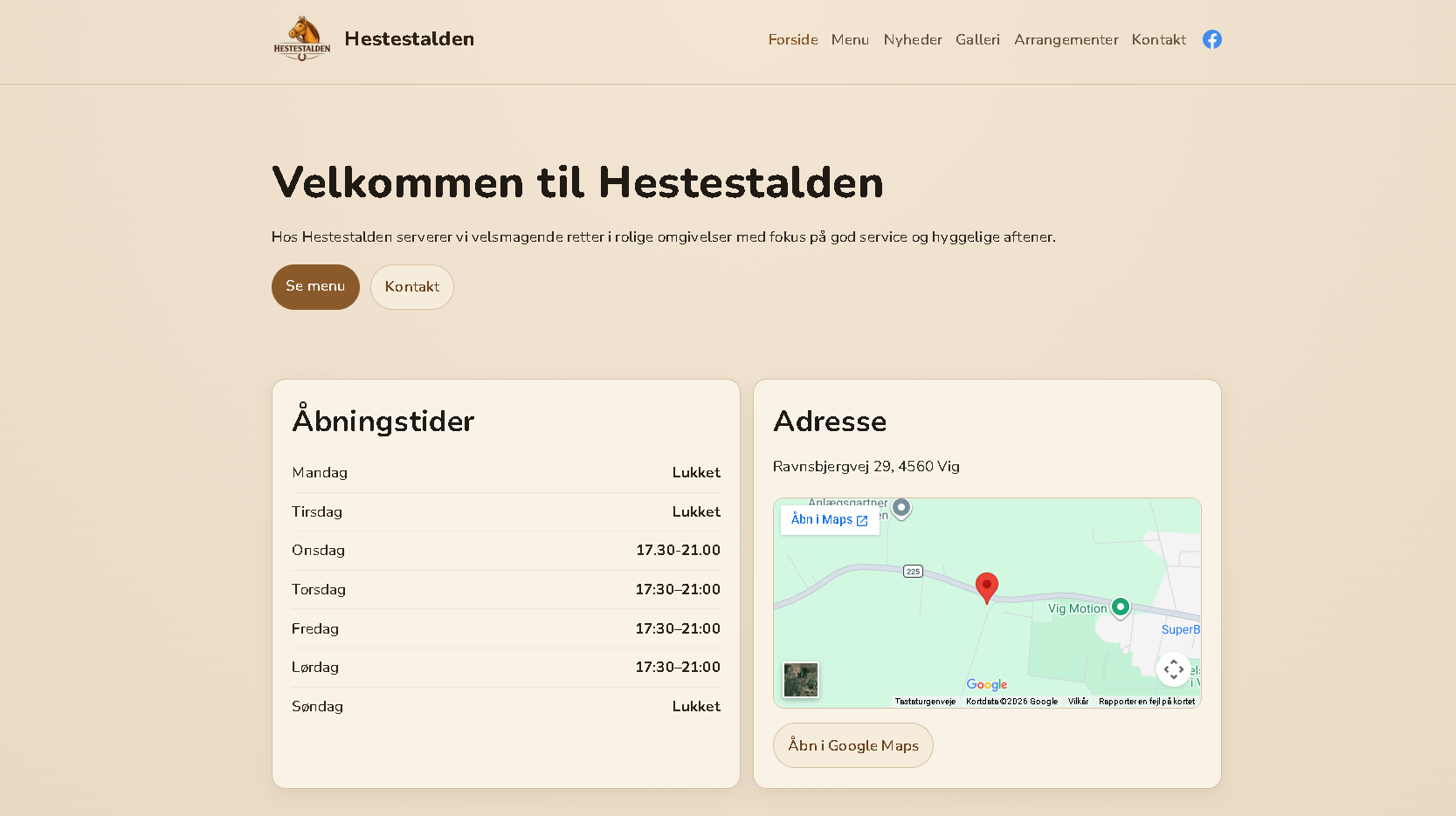 Hestestalden Vig hjemmeside preview